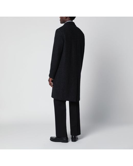 Harris Wharf London Black Anthracite Single-Breasted Wool Coat for men