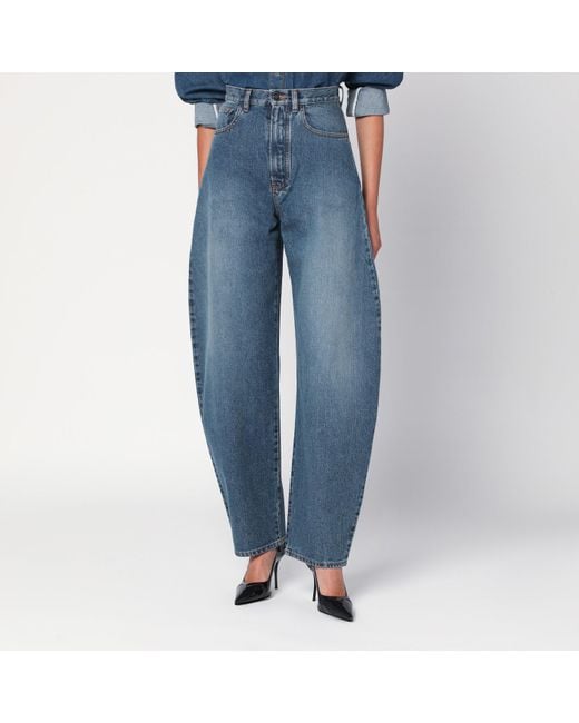 Alaïa Blue Rounded Jeans With Faded Effect