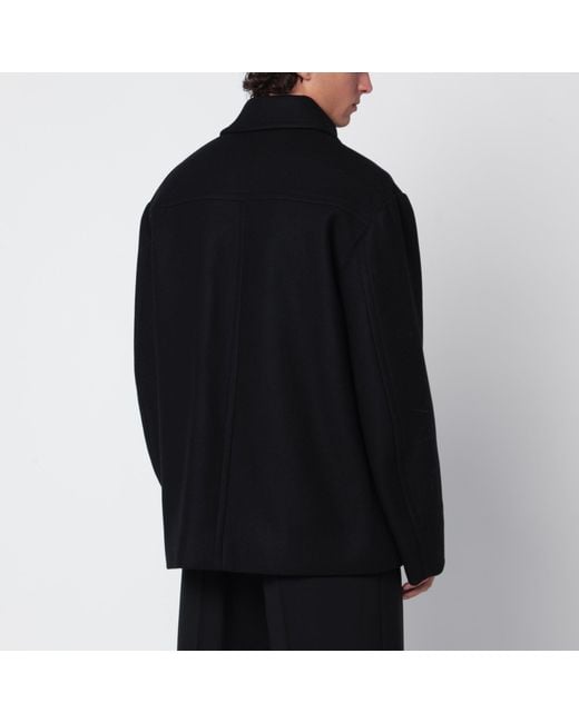 Dries Van Noten Black Wool Blend Coat for men