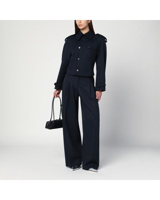 McQueen Blue Wide Wool Trousers