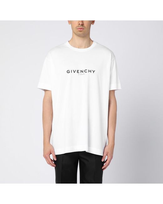 Givenchy White Reverse Cotton Oversize T-shirt With Logo for men