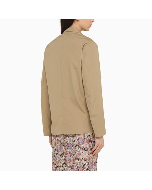 Giacca doppiopetto beige in cotone di Dries Van Noten in Natural