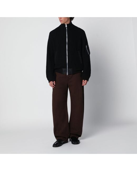 Sacai Black Fisherman Wool Knit Cardigan for men