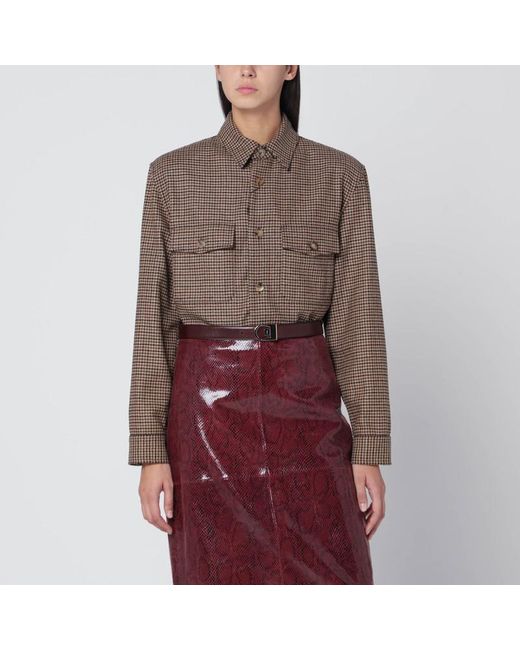Chemise Overshirt En Pied De Poule/Marrone/Nera Saint Laurent en coloris Red