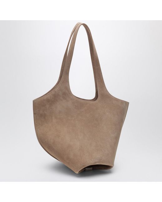 The Attico Brown Tobacco-Coloured Suede La Scoop Medium Bag