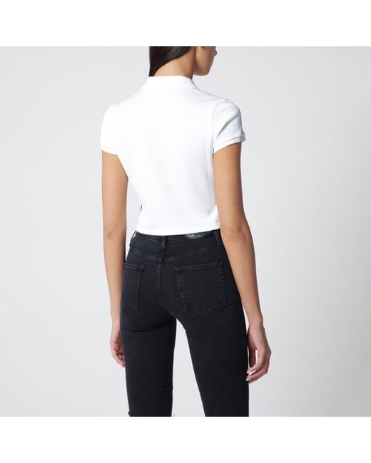 Gucci White Ribbed Cotton Jersey Polo With Web