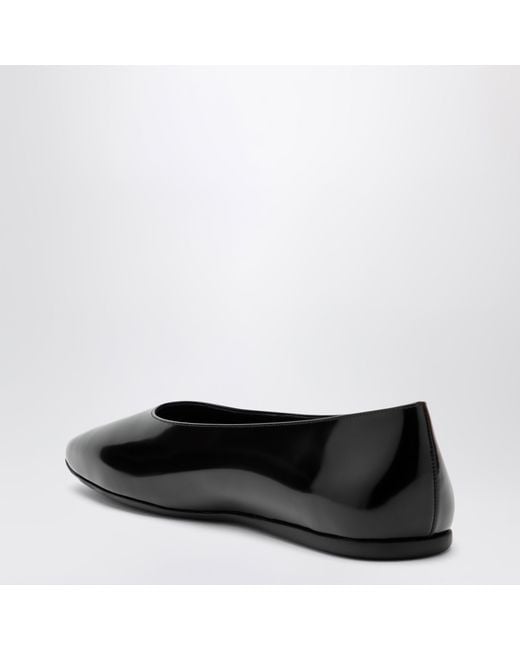 Prada Black Brushed Leather Ballet Flats