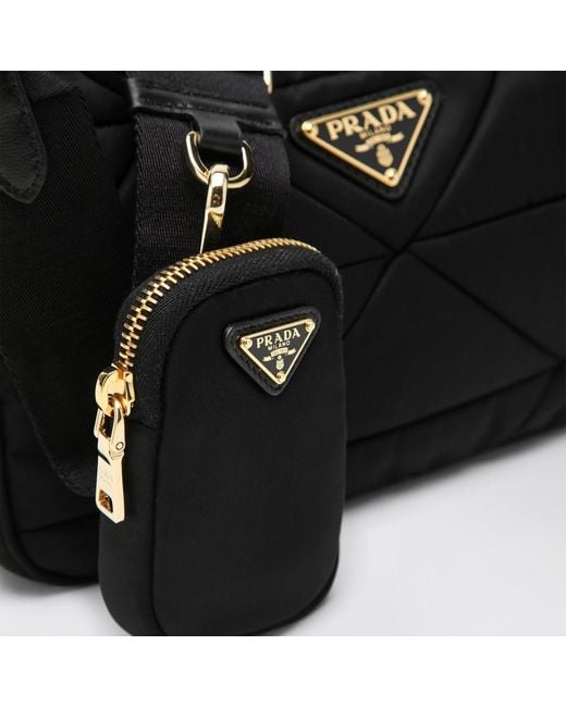 Prada Black Schwarze Schultertasche Aus Gepolstertem Re-Nylon