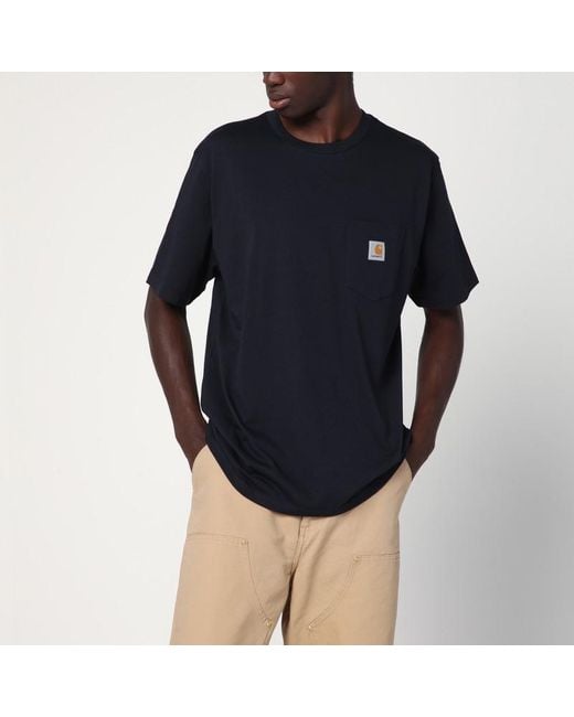 S/s pocket t-shirt dark navy di Carhartt in Blue da Uomo