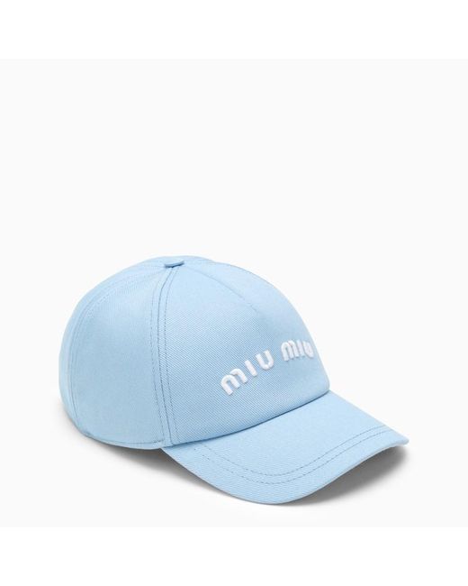 Cappello da baseball con ricamo di Miu Miu in Blue
