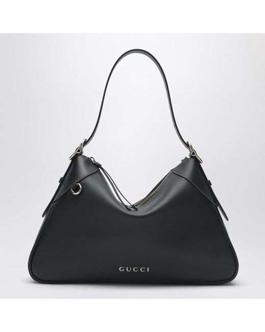 Borsa a spalla gg emblem grande nera di Gucci in Black