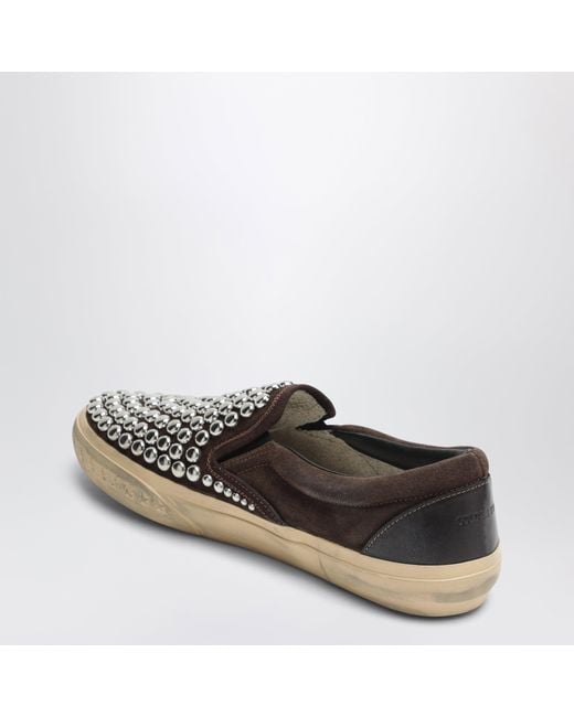 Golden Goose Deluxe Brand Black Suede Slip-On Shoes With Studs