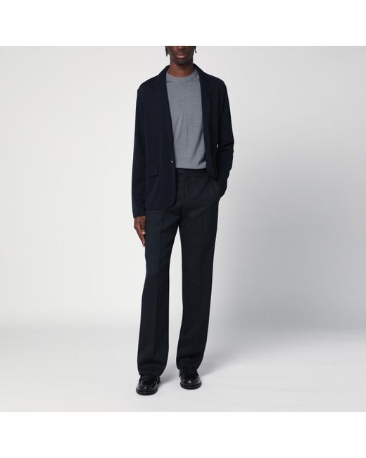 Lardini Blue Single-Breasted Knitted Jacket for men