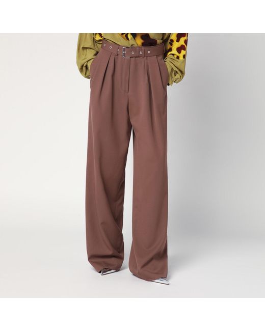Dries Van Noten Brown Wide Taupe Cotton Trousers