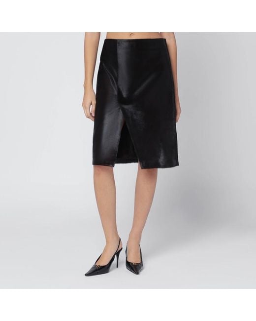 Loulou de Saison Black Brauner Myra-Rock Aus Leder Mit Pony-Effekt