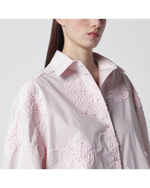 ROTATE BIRGER CHRISTENSEN Purple Oversized Orchid Shirt With Floral Embroidery