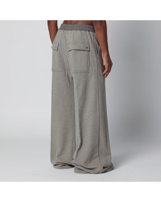 Rick Owens Gray Geth Belas Wide-Leg Drawstring Cotton-Blend Trousers for men