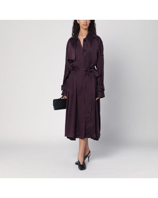 Victoria Beckham Purple Eggplant Colour Single-Breasted Trench Coat