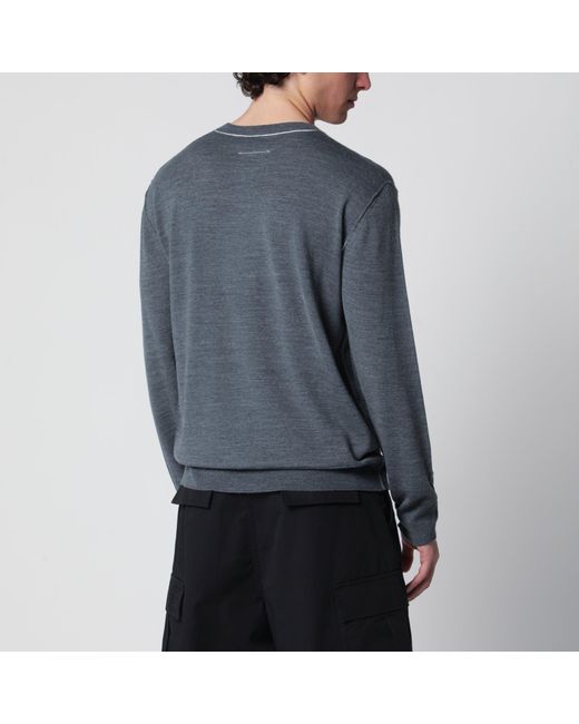 MM6 by Maison Margiela Blue Wool Sweater With Numeric Logo for men