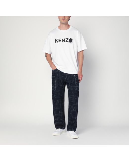 KENZO White Cotton T-Shirt With Logo for men