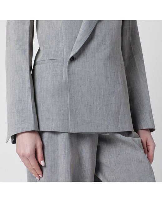 Loulou de Saison Gray Suna Tailored Jacket With An Asymmetric Opening And Lapel