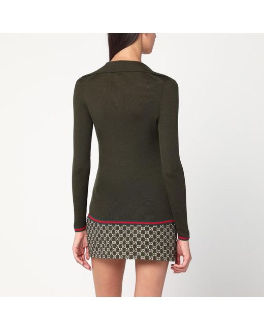 Forest Web Cashmere Polo-Donna di Gucci in Black
