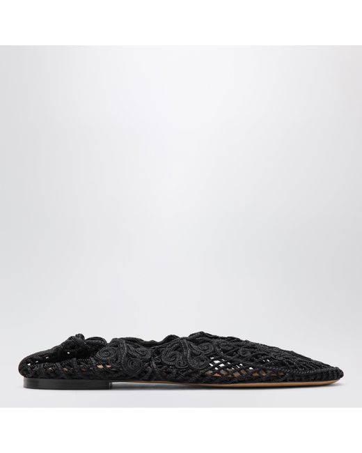 Odissi Black Iris Crochet Ballerina Flats