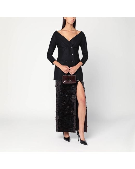 Alberta Ferretti Black Wool V-Neck Jacket
