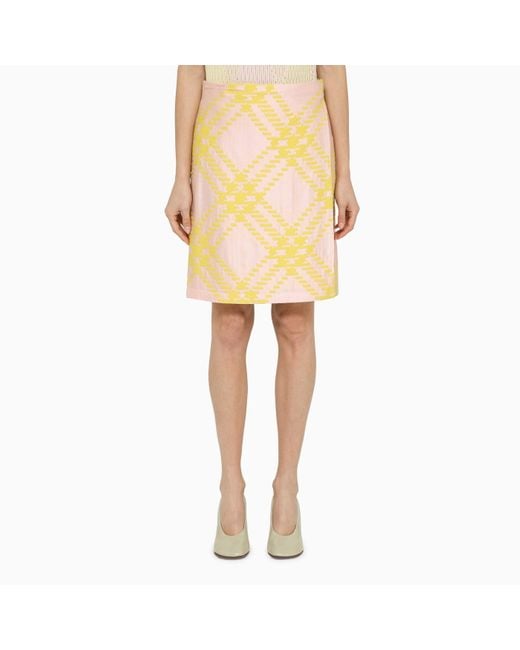 Burberry /yellow Kilt With Check Pattern