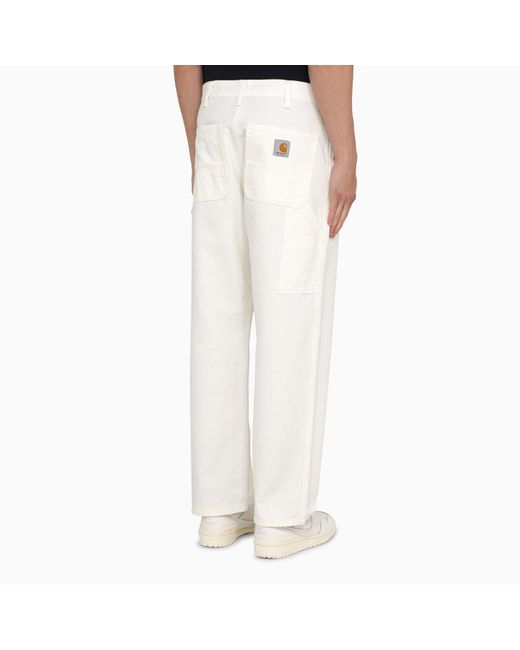 Carhartt White Single Knee Pant Wax In Organic Cotton for men
