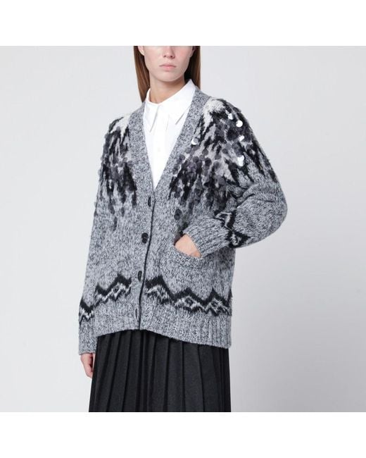 Cardigan in misto lana con paillettes di Roberto Collina in Black