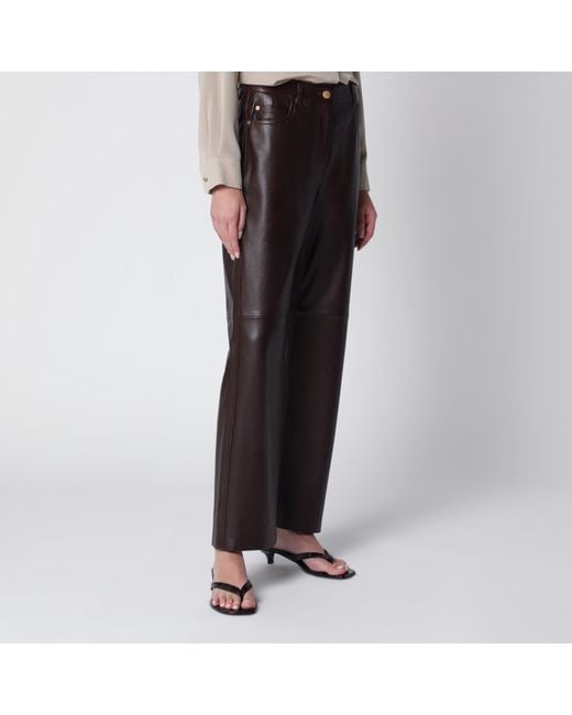 Max Mara Brown Lamb Nappa Leather Trousers