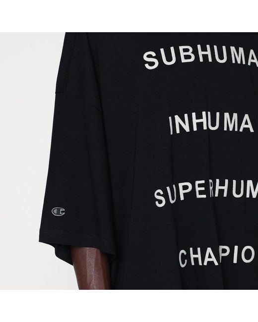 T-shirt tommy t nera di Champion x Rick Owens in Black da Uomo
