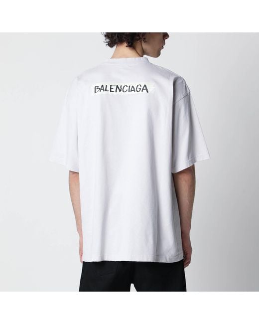 Balenciaga White Masking Tape T-Shirt With Medium Fit for men