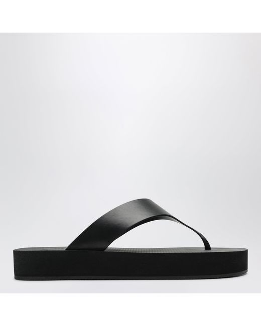 The Row Black Dune Leather Flip-Flops