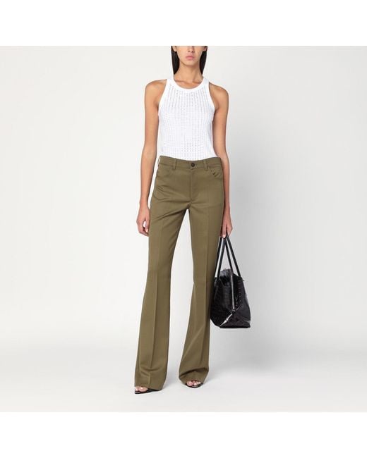 The Attico Green Military Wool Gabardine Trousers