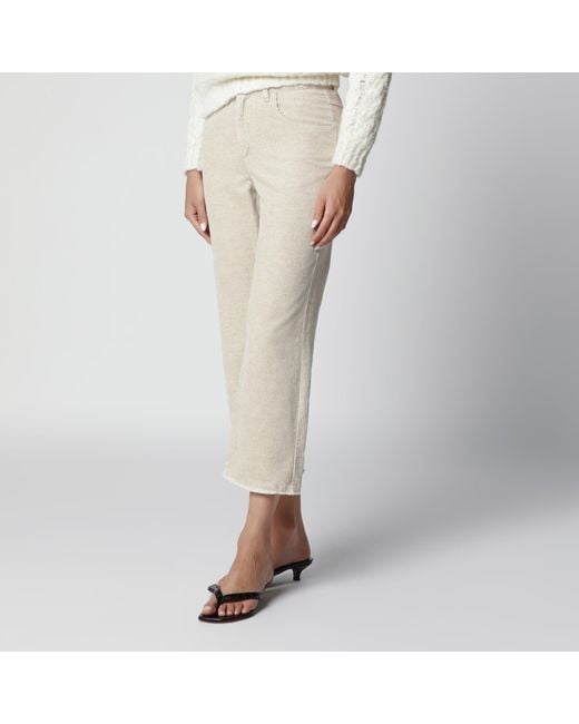 Isabel Marant Natural Écru Corduroy Capri Trousers