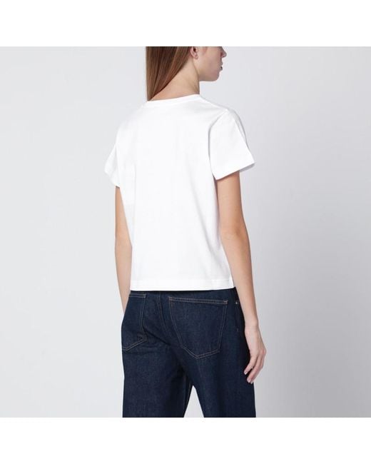 Moncler White Cotton T-shirt With Embroidered Heart