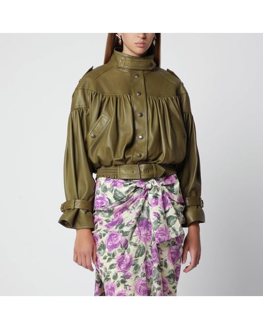 Chloé Green Eucalyptus Cropped Jacket With Leather Belt
