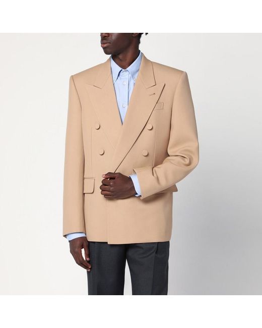 Valentino Natural Double-Breasted Jacket Camel Light for men