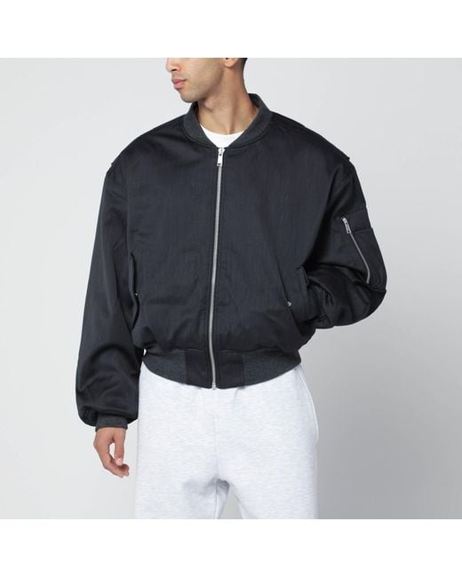 Entire studios Black Wool-Blend Bomber Jacket With Zip for men