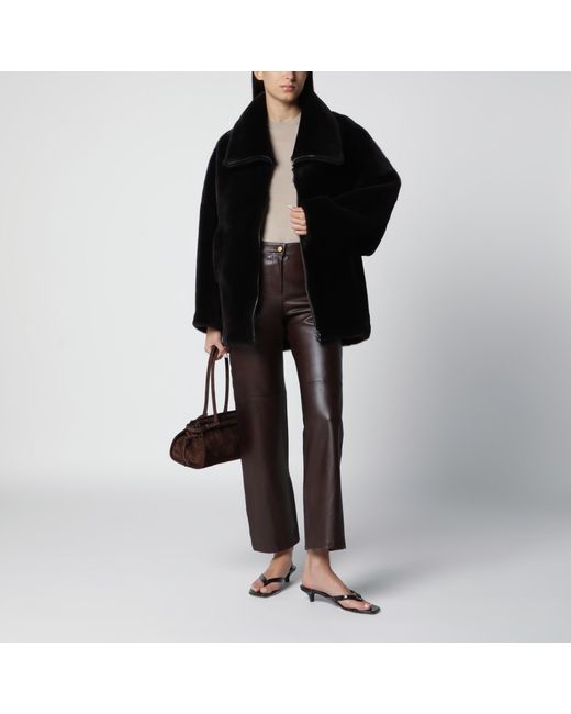 Blancha Black Chocolate Zip-Up Shearling Jacket