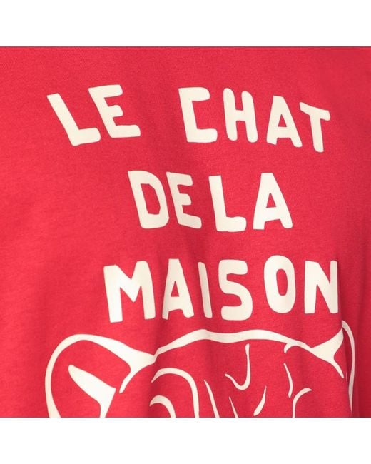 Valentino Red T-shirt With Le Chat De La Maison Print for men