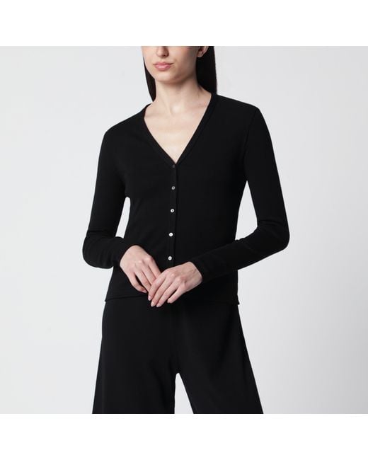 The Row Black Cotton Cardigan