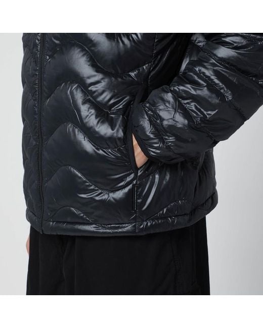 Purple Mountain Observatory Black Waves Hooded Puffer Jacket for men