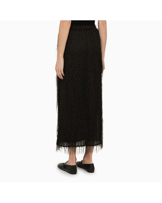 By Malene Birger Black Long Skirt With Frayed Effect