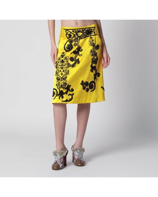 Dries Van Noten Yellow Skirt With Sequin Embroidery