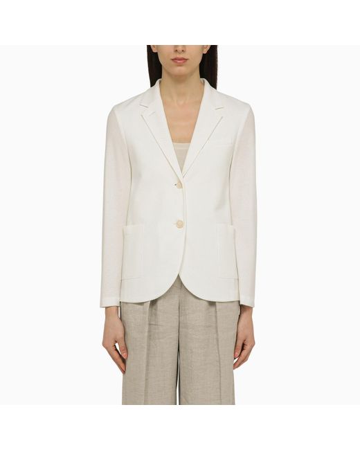 Harris Wharf London White Single-breasted Cotton Jacket