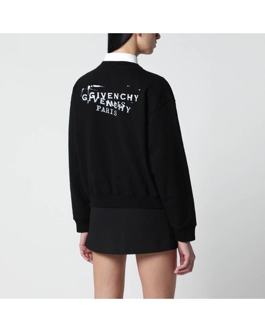 Givenchy Black Brushed Cotton Sweatshirt With Logo