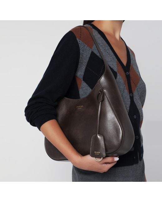 Borsa Boogie Medium Cacao di Prada in Brown